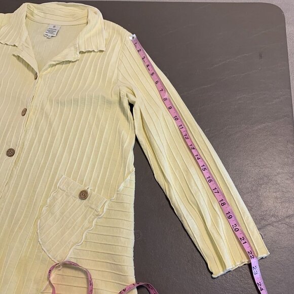 Focus Casual Life Long Sleeve Cardigan Sweater Yellow Button Lagenlook Womens L - Picture 13 of 16